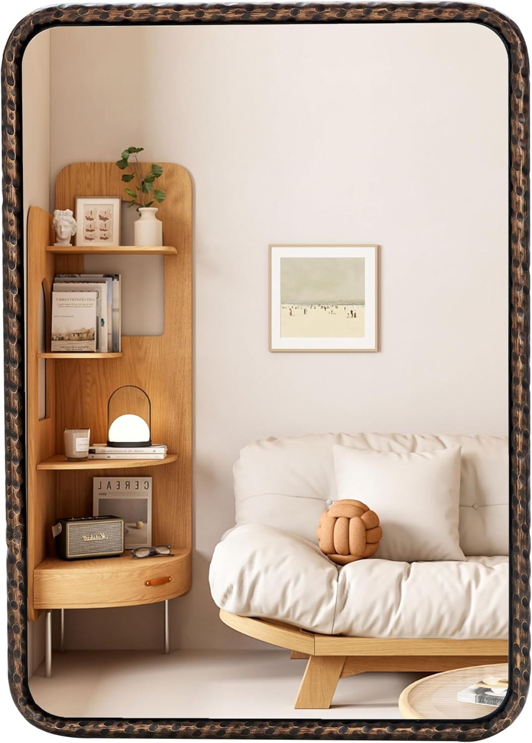 Bathroom Mirror 20'' x 28'', Bathroom Vanity Mirrors for Over Sink, Farmhouse Wall Mirrors, Rectangle Framed Mirror with Hammered Texture