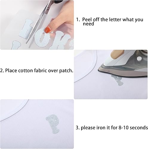 Miniatura 4 de Outus Juego de 279 piezas de letras de 5,1 cm de terciopelo para planchar de la A a la Z para calcetines de Navidad, toppers para gorras de