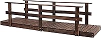 Outsunny 7ft Wooden Garden Bridge with Safety Railings - Rustic Pine Footbridge for Ponds, Streams, Backyard Pathways, Stained Finish