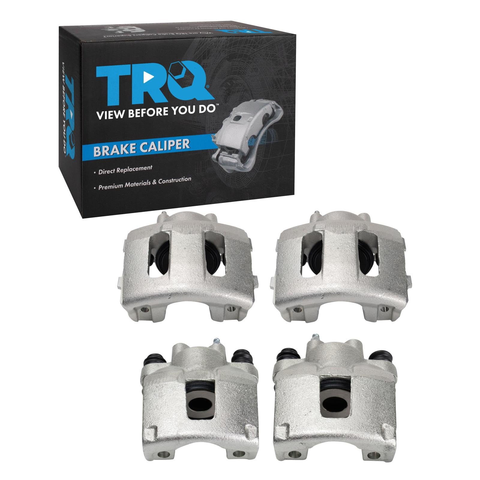 TRQ Front and Rear Brake Caliper Set Zinc Coated Brackets Compatible with 1994-1998 Jeep Grand Cherokee