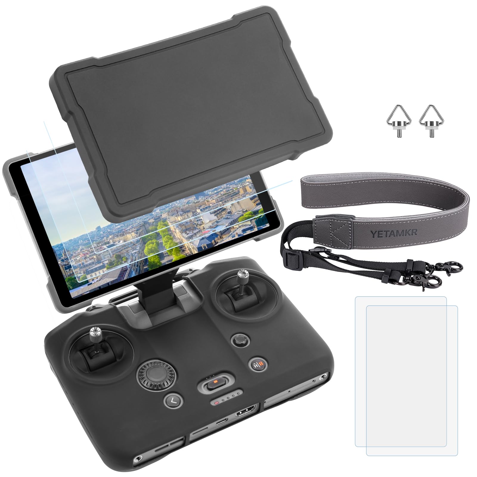 Per DJI Mavic 4 RC Pro 2 Custodia in silicone per telecomando Manicotto/Controller Screen Protector & Regolabile PU Neck Strap & Standard Lanyard Vite Accessori