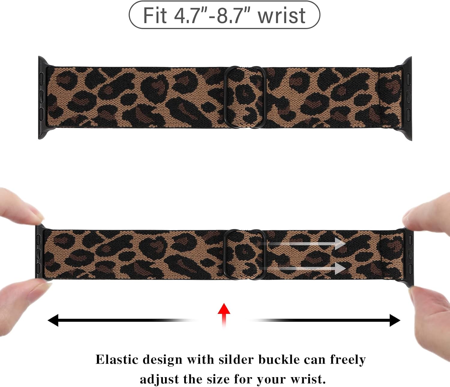 Stretchy Nylon Watch Band Compatible with Apple Watch 38mm 40mm 41mm 42mm 44mm 45mm,Adjustable Sport Elastic Women Men Strap for iWatch Series 7 6 5 4 3 2 1 SE image 3