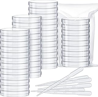 200 Pcs Plastic Sterile Petri Dishes with Lid 90 mm x 15 mm Deep Sterile Container with 200 3ml Plastic Transfer Pipettes Culture Plates for Lab Experiment School Science Projects Microbiology Studies