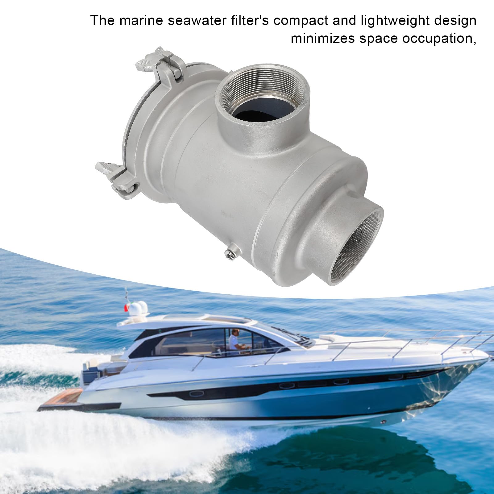 Filtro Acqua Efficiente in Acciaio Inossidabile Marino per Barche, Filtro Acqua di Mare Ad Alta Filtrazione per Proprietari di Barche (Grande 11 cm/4,33 pollici)