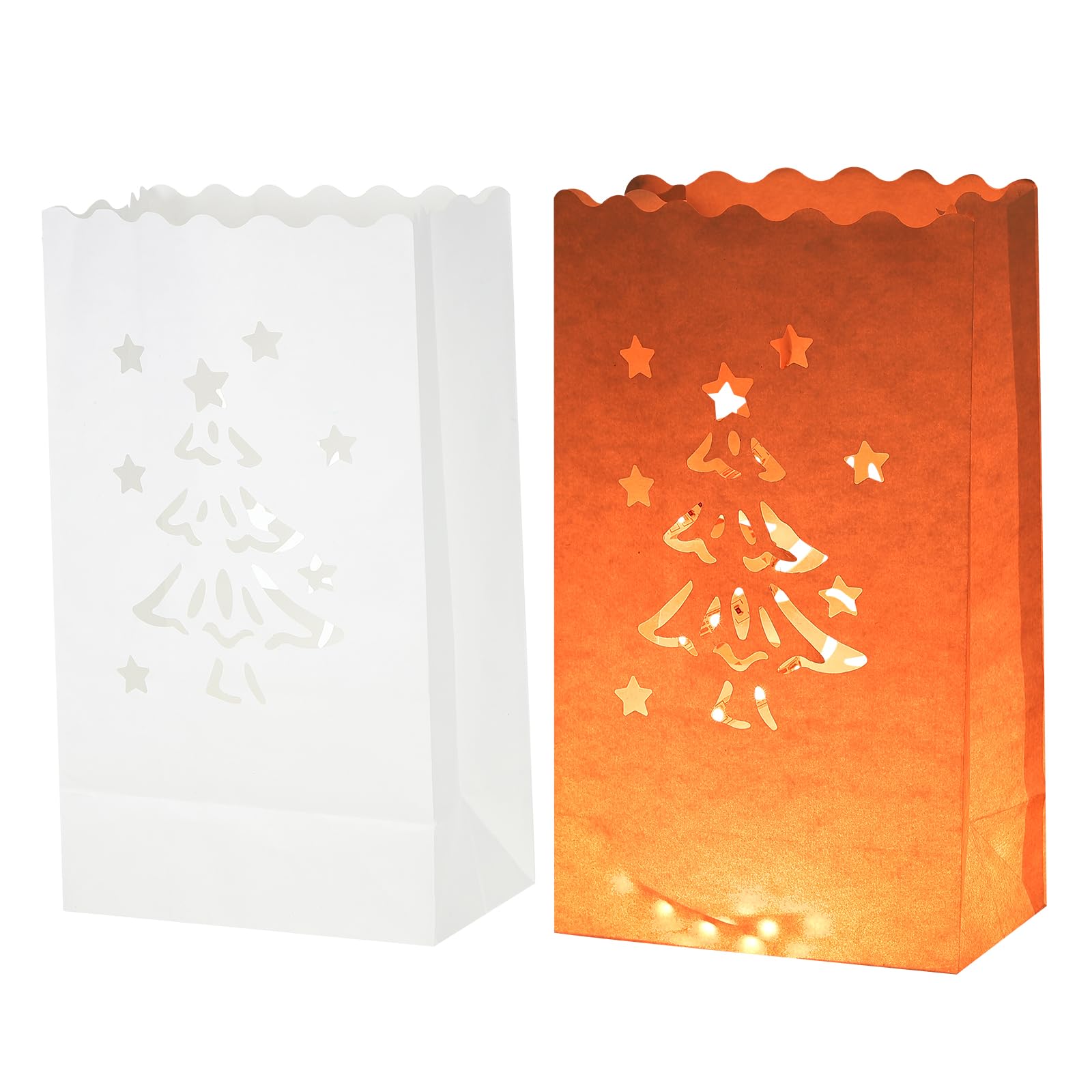 MECCANIXITY 10 Pcs White Luminary Paper Bags - Fire Retardant Birthday Lanterns For Candle Or LED Lights, Party Decorations - View #3