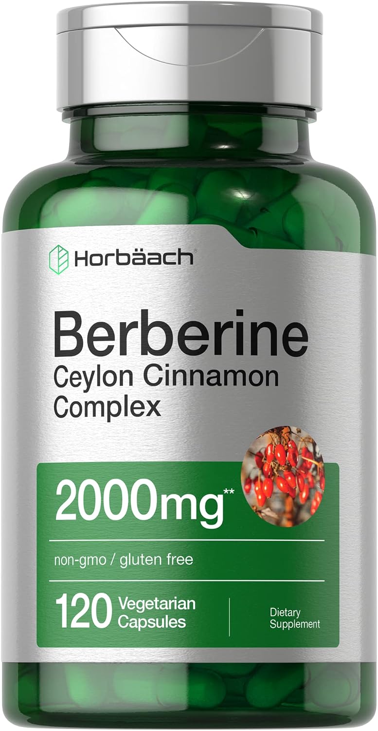 Berberine Plus Ceylon Cinnamon | 2000mg | 120 Veggie Capsules | Vegetarian, Non-GMO & Gluten Free Supplement | Berberine Complex | by Horbaach