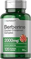 Vista 1 de Horbaach Berberine Plus Canela de Ceilán 2000 mg 120 cápsulas vegetales Suplemento vegetariano, sin OMG y sin gluten Complejo de berberina