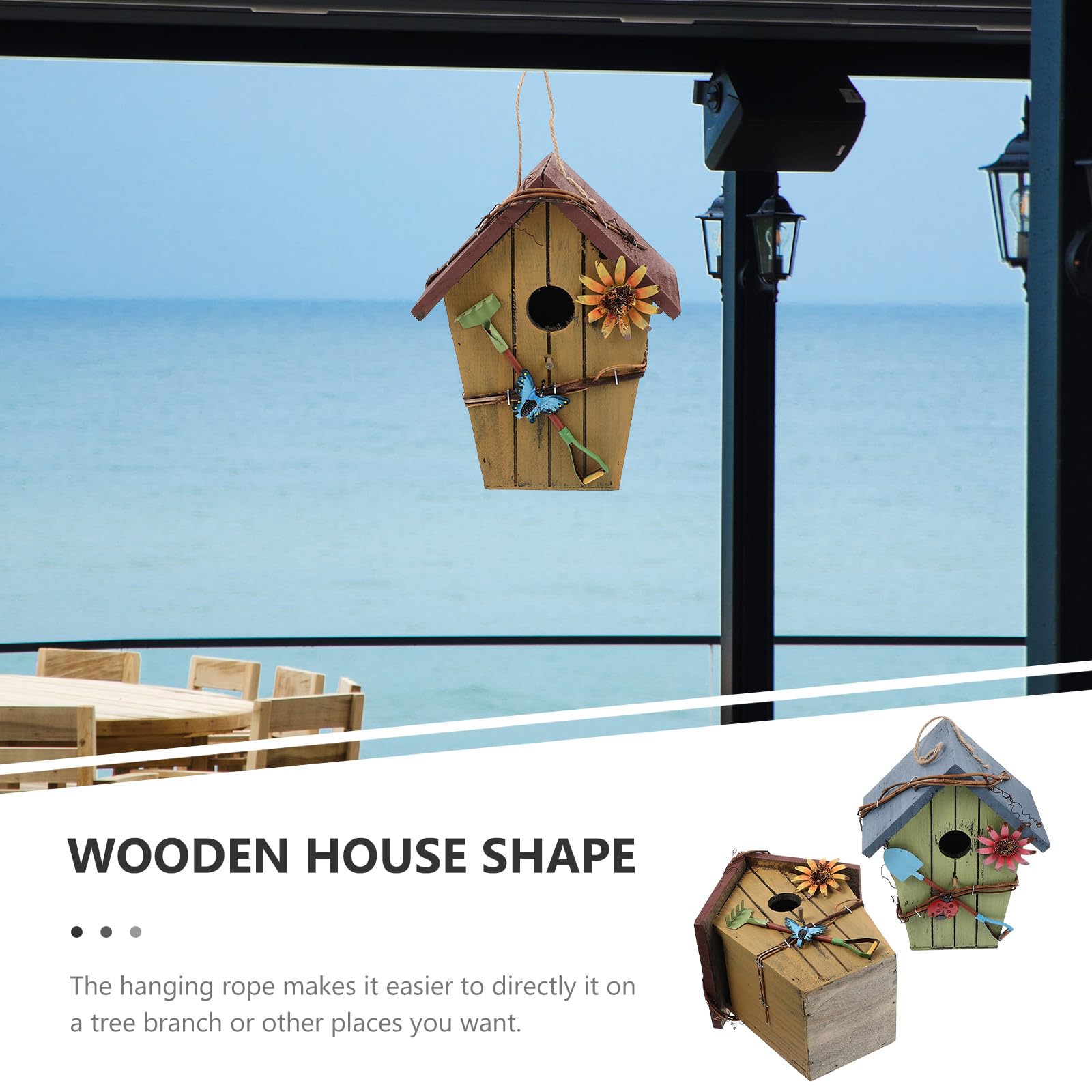 2 Stück Vogelhaus zum Aufhängen Dekoratives Vogelhaus im Hausform Design für Balkon und Außenbereich Wetterfest für Gelbe Vögel und Lerchen