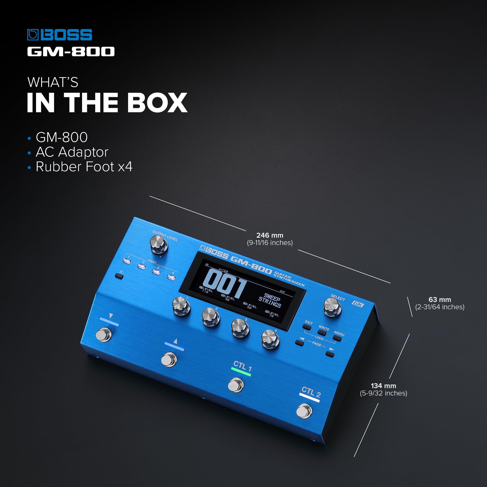 Sintetizzatore per Chitarra BOSS GM-800 | Sintetizzatore per Chitarra & Basso di Nuova Generazione con Interfaccia Seriale GK di Nuovo Sviluppo | Avanzato Generatore Sonoro ZEN-Core