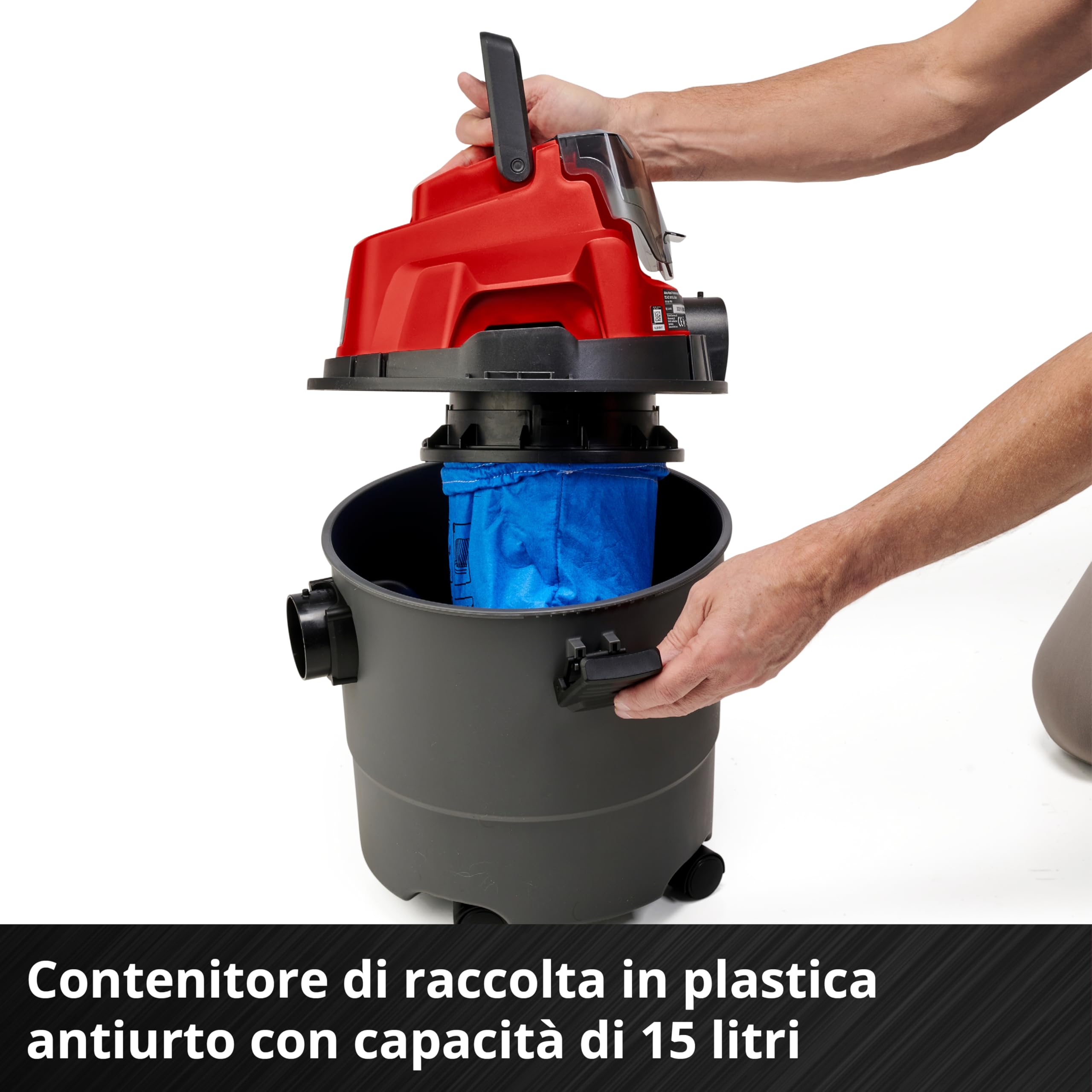 Einhell TC-VC 18/15 Li-Solo Aspiratore solidi e liquidi a batteria Power X-Change 18V 15L 80 mbar 150 cm