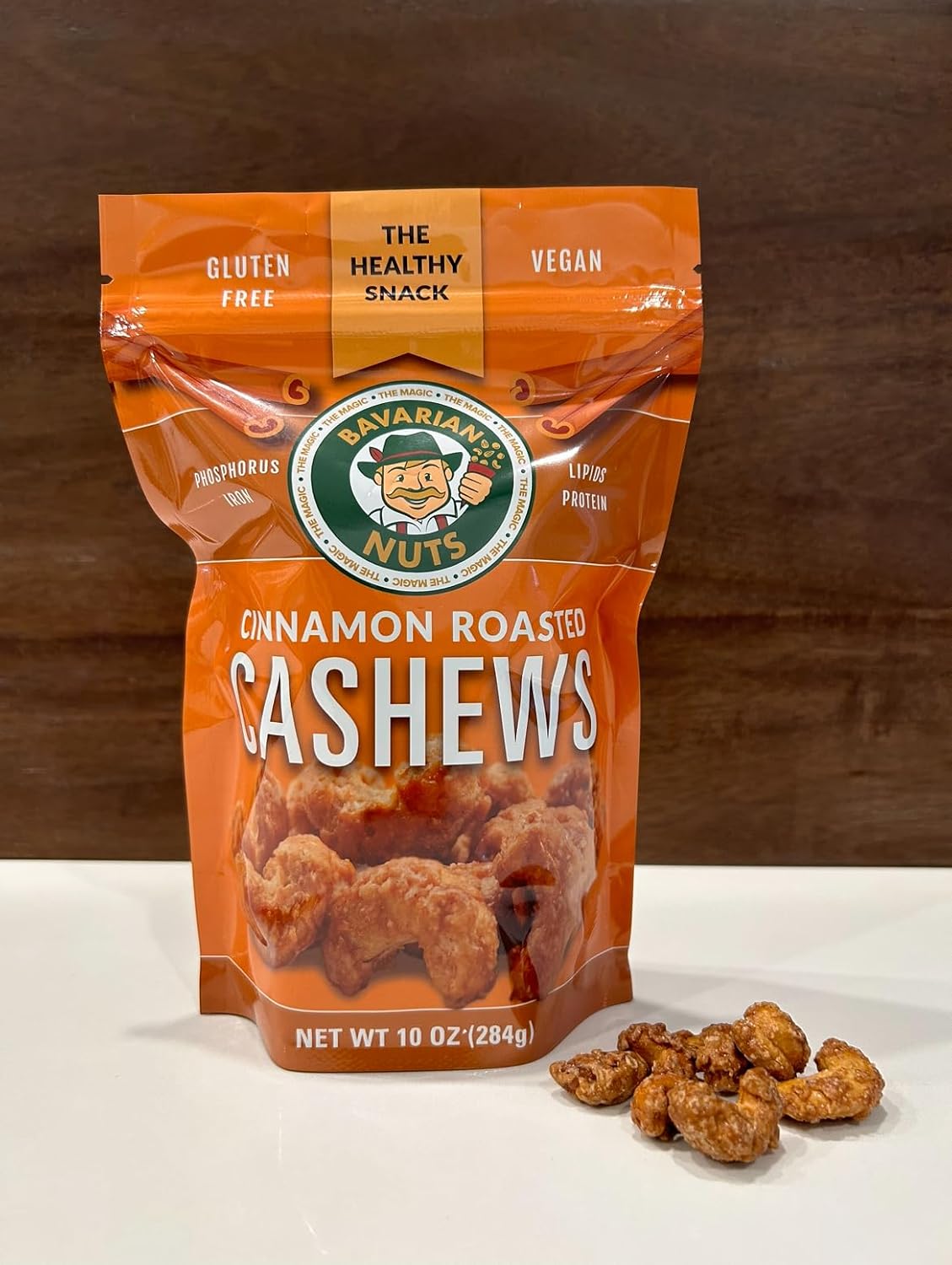 Magic Bavarian Cinnamon Roasted Cashews, 10 Oz - Sweet, Gluten-Free, Vegan Nuts, Made in the USA (Pack of 2)