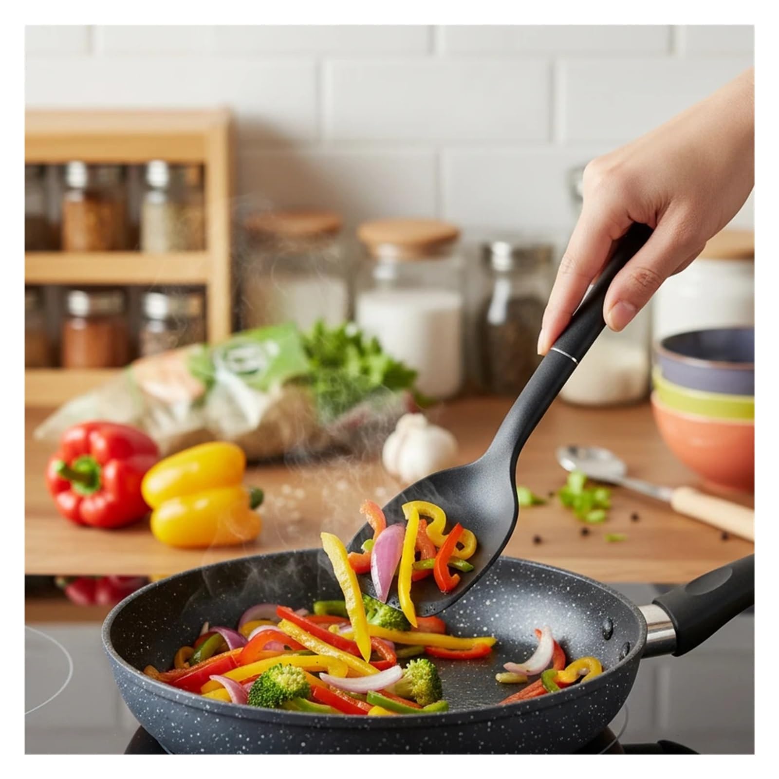 Silikon-Spatel-Set, 4-teilig, antihaftbeschichtet, hitzebeständig, Schaber und Pfannenwender für Küche