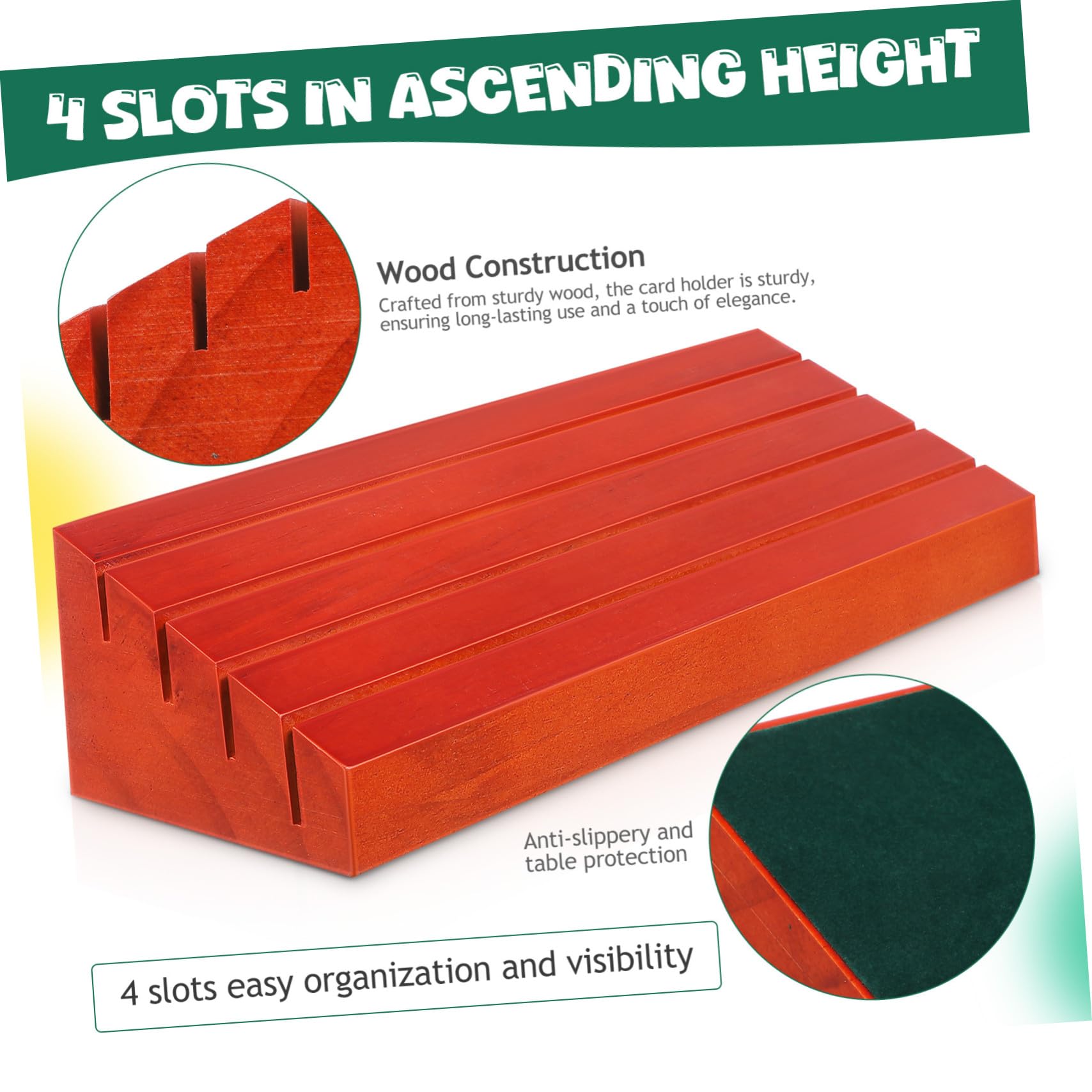 Supvox 2 Stück Holz Spielkartenständer für Karten und Decks Braun | Schlitzdesign, Vertikale Präsentation, Geordnete Anordnung für Tisch und Spieltisch