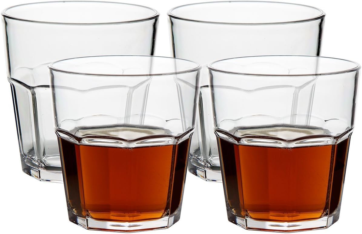 Unbreakable Rocks Glasses, Old Fashioned Drinking Glasses, 100% Clear Tritan Shatterproof Tumblers, Stackable Reusable Glassware Set for Juice Beer Water, BPA Free, Dishwasher-Safe, 9 oz Set of 4