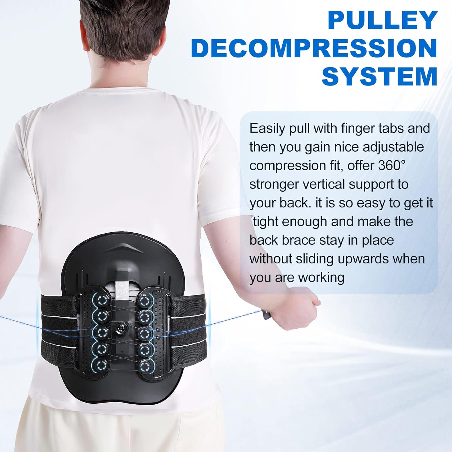 LSO Spine Decompression Support ARC Entire Back Brace for Women Men Adjustable Height 11.81"-13.77 "+ Dual-Pulley System + 3D Pad LSO Spine Decompression Support Belt for Sciatica, Waist Sacral Orthosis Herniated Discs, Bulging, Post Op Recovery, Strain and Spine Stenosis