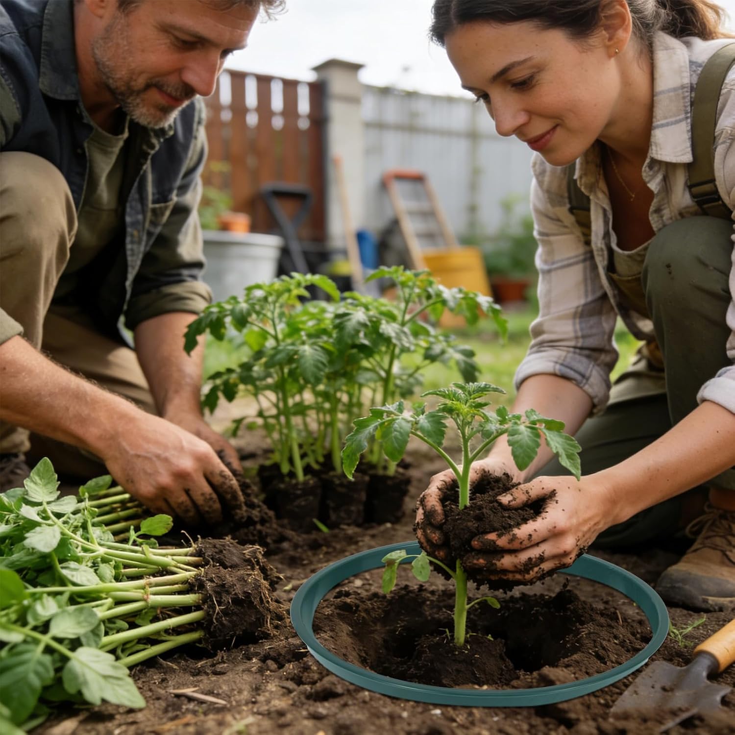 8 Pack Planting Grow Rings, 8.6" Tree Watering Ring for Garden, Plastic Plant Protector & Edging Border, Prevents Soil Runoff and Protects Stems from Weed Whackers - Image 7