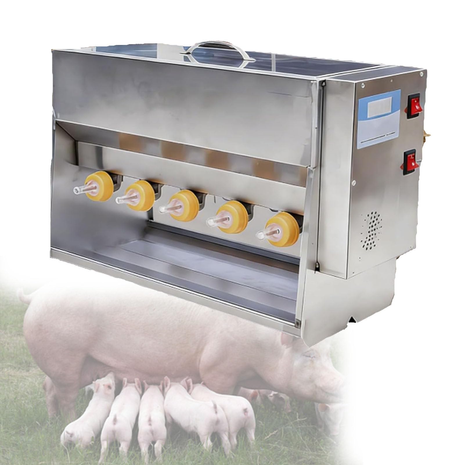 YXYLJOZ Automatic Piglet Milk Feeder, 15/20L Large Milk Box, Constant Temperature, 14-Heads Nursing Machine for Ranch Breeding (10heads)