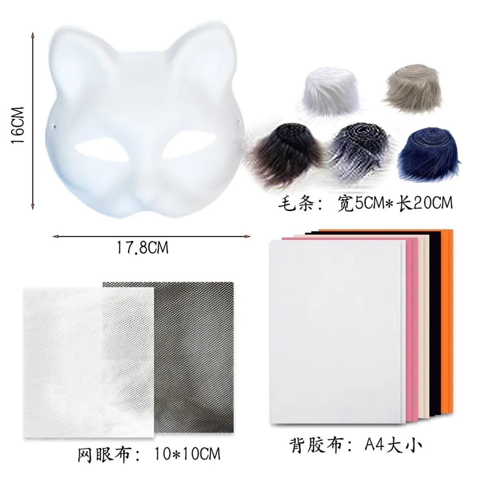 JHSDHYD Diy Leere Maske Graue Katze Plüschmaske DIY handbemaltes PVC