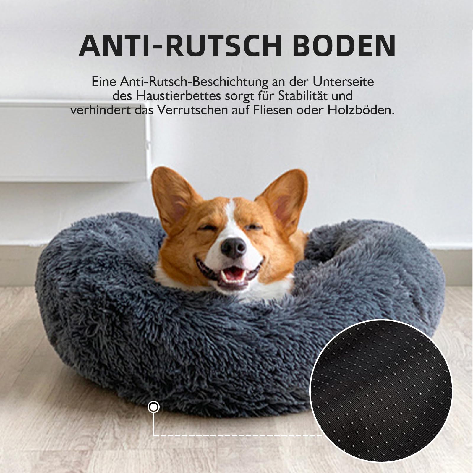 Coussin Apaisant Chien- Panier Chat Moelleux de Chaud- Doux et Confortable, Dehoussable Lavage Facile- Lit Rond Comfy pour Chien Grande Taille Ou Chat - café Ø 60 cm