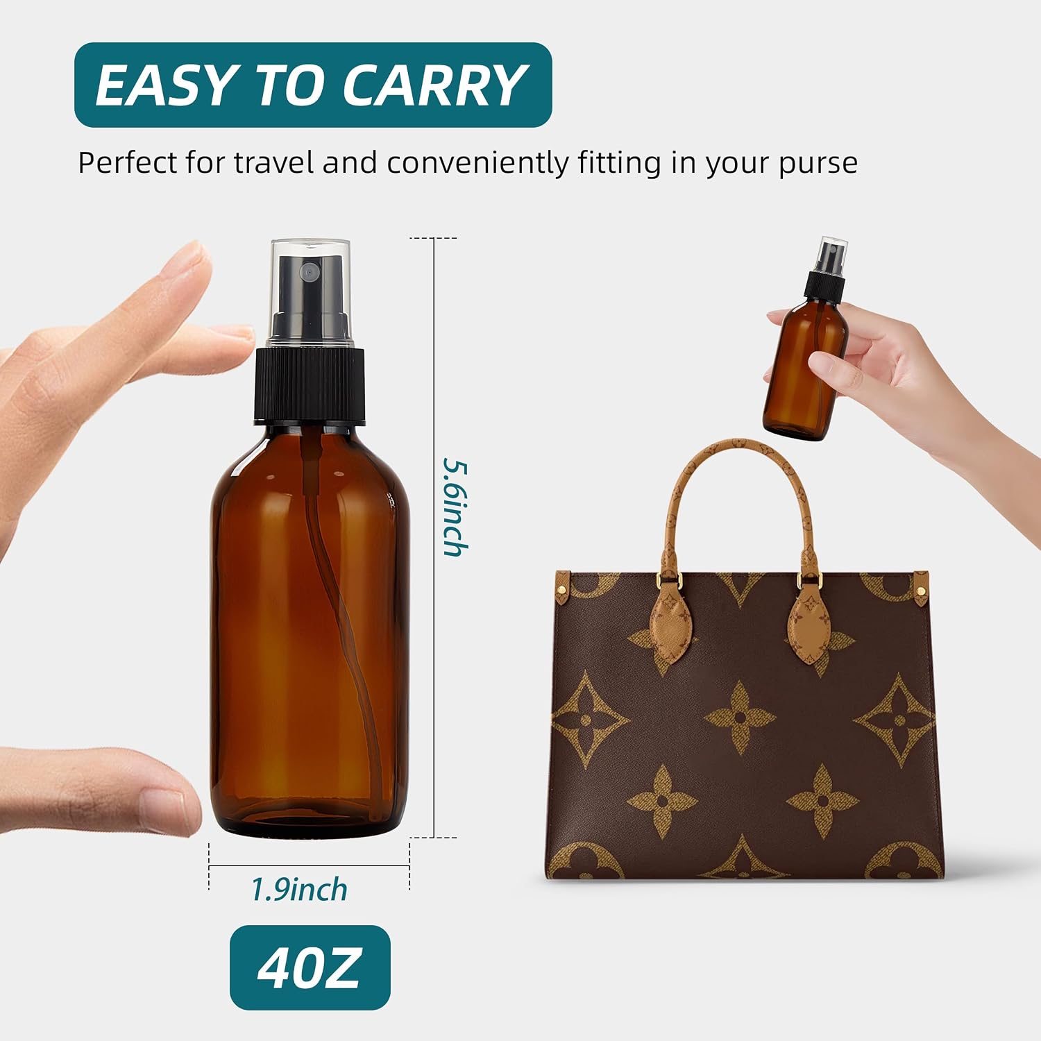 Dark Amber Glass Spray Bottles 4 oz, Small, Fine Mist, 4 Pack photo 4