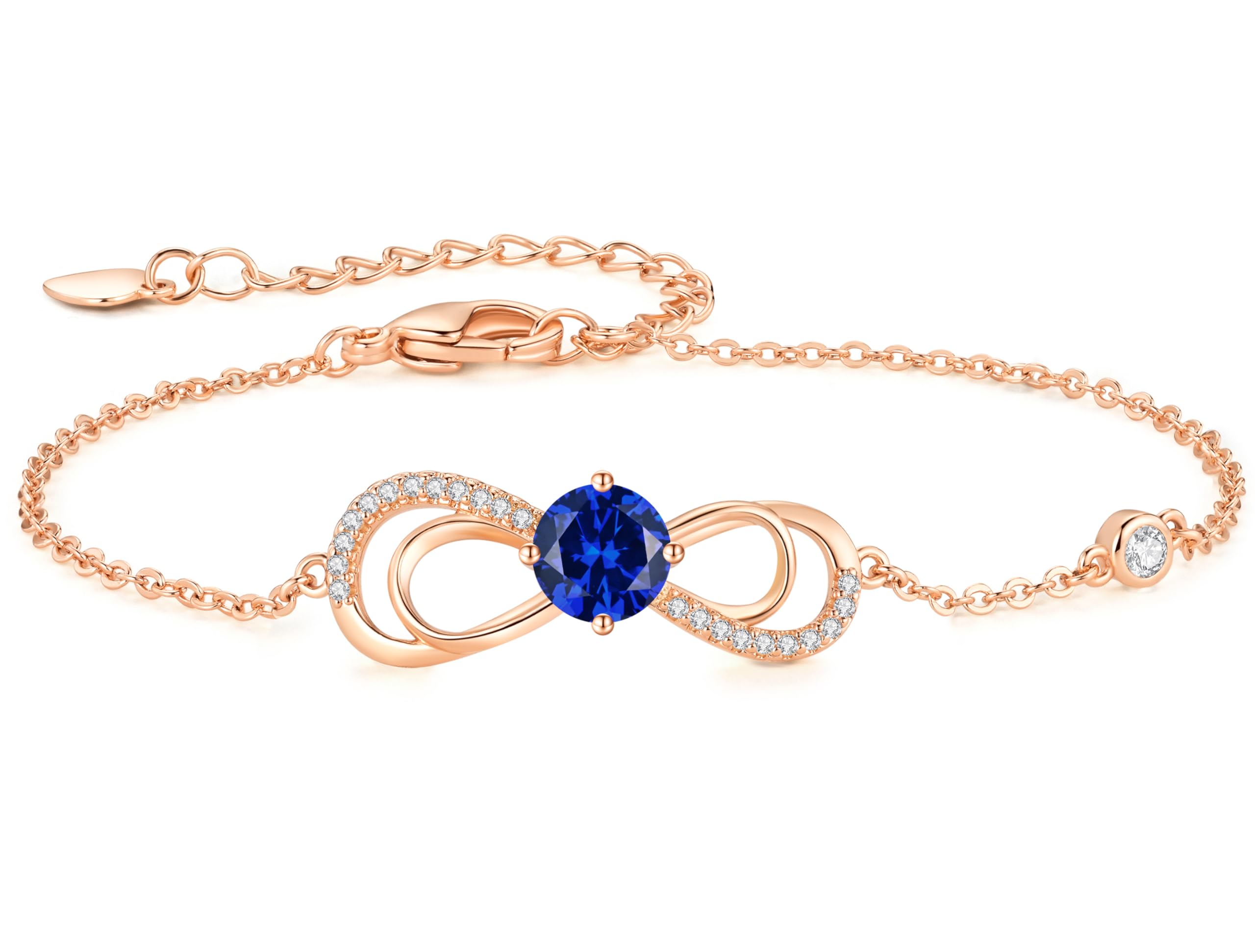 CDE Infinity Armband Damen Herz Geburtsstein Armkette Rosegold Kristallen Armkette Schmuck Muttertag Valentinstag Weihnachtsgeschenke Geburtstag Geschenke für Frauen Freundin Mama