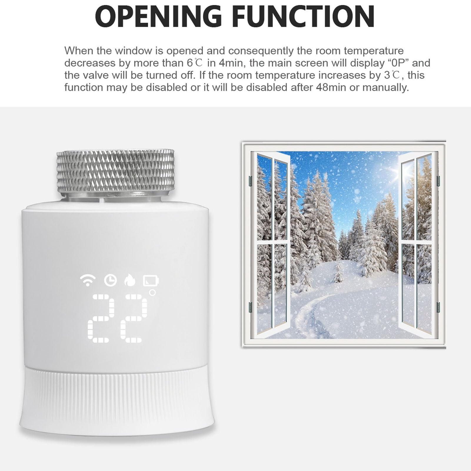 Aramox Valvola Termostatica Intelligente 3.0, Valvola per Termosifone ABS Controllata da App con Programmazione Remota e Rilevamento Finestra Aperta per Sistemi di Riscaldamento Ad Alta Efficienza