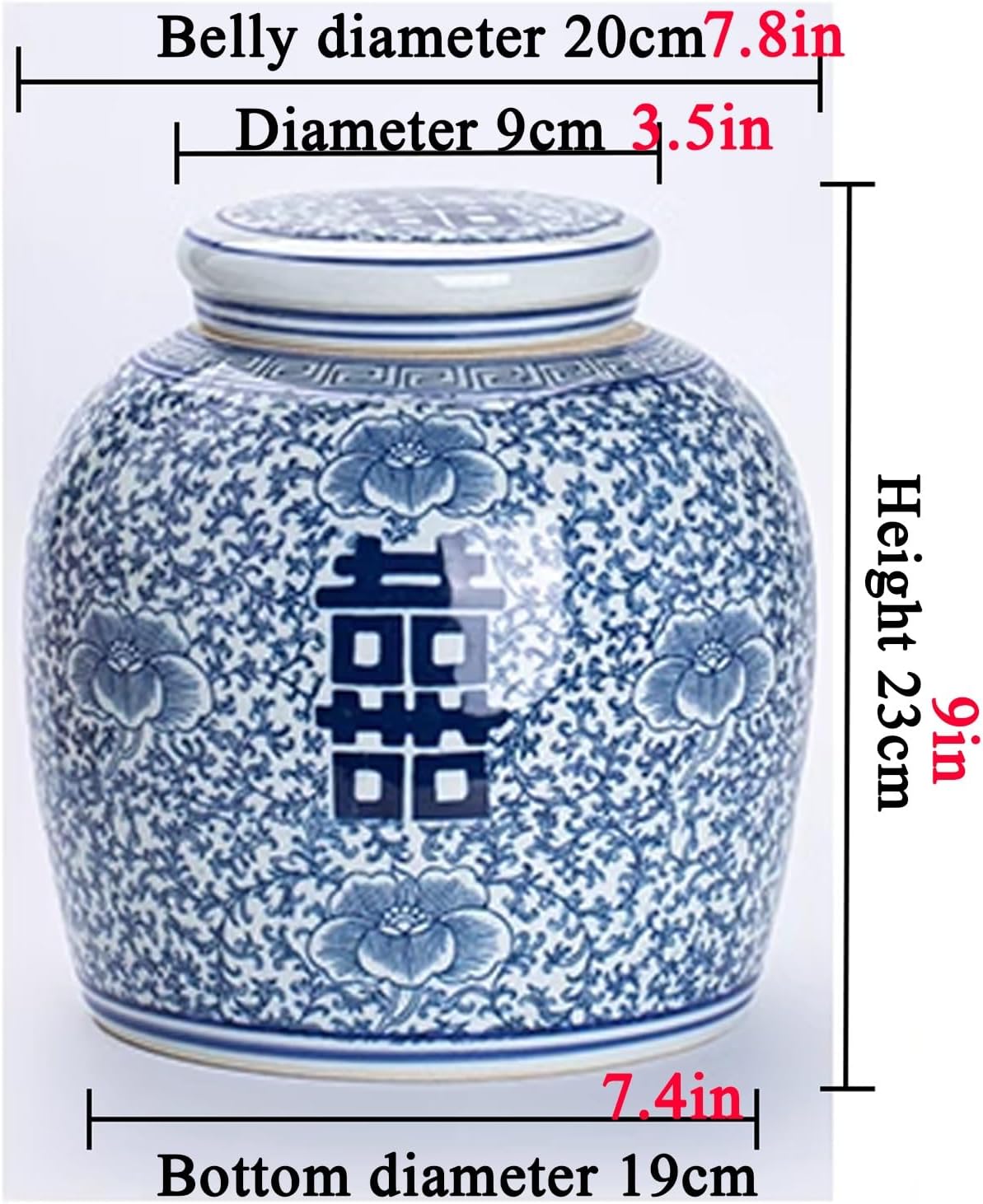 JKGHK Rice Container, Ceramic Rice Storage Container with Lid, Chinese Sealed Large-Capacity Storage Containe, for Candy, Cookies, Coffe Beans, Tea, Snacks More(Red)