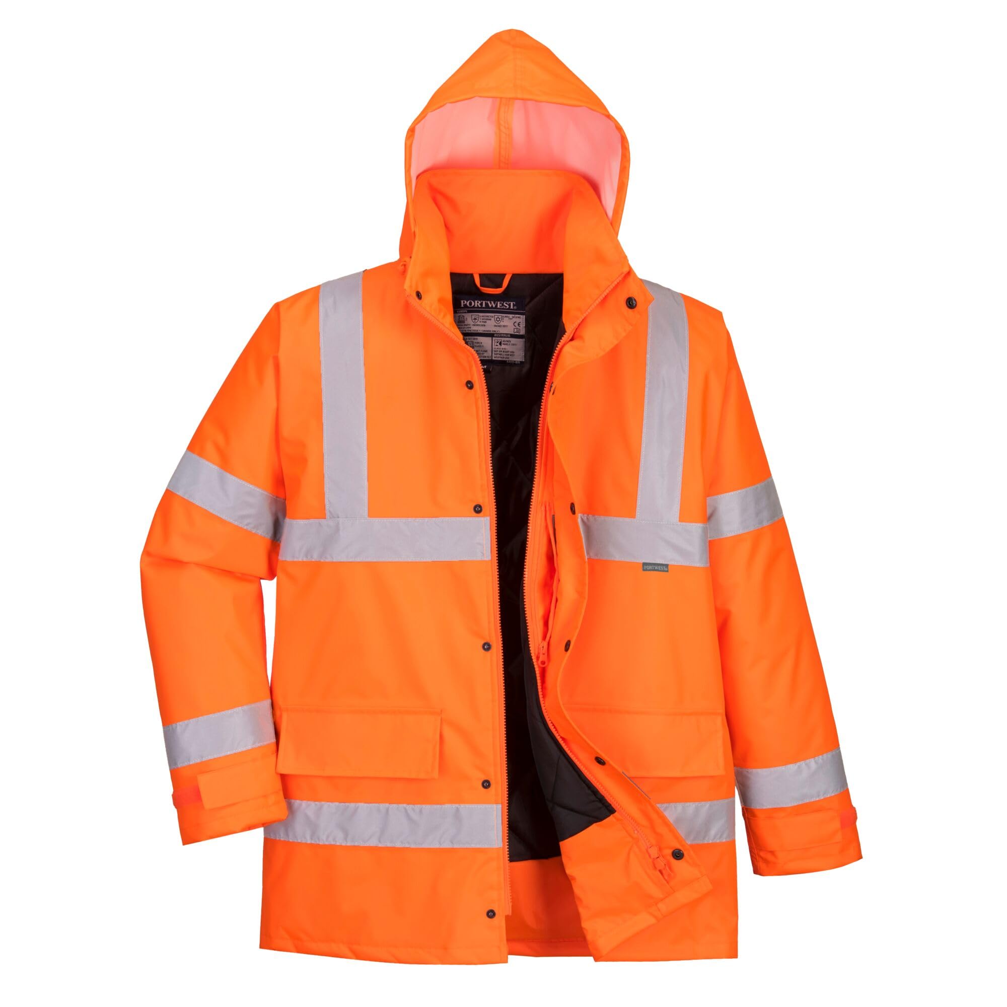 Portwest S460 Chaqueta De Tráfico De Invierno Impermeable Cómoda De Alta Visibilidad Naranja, S