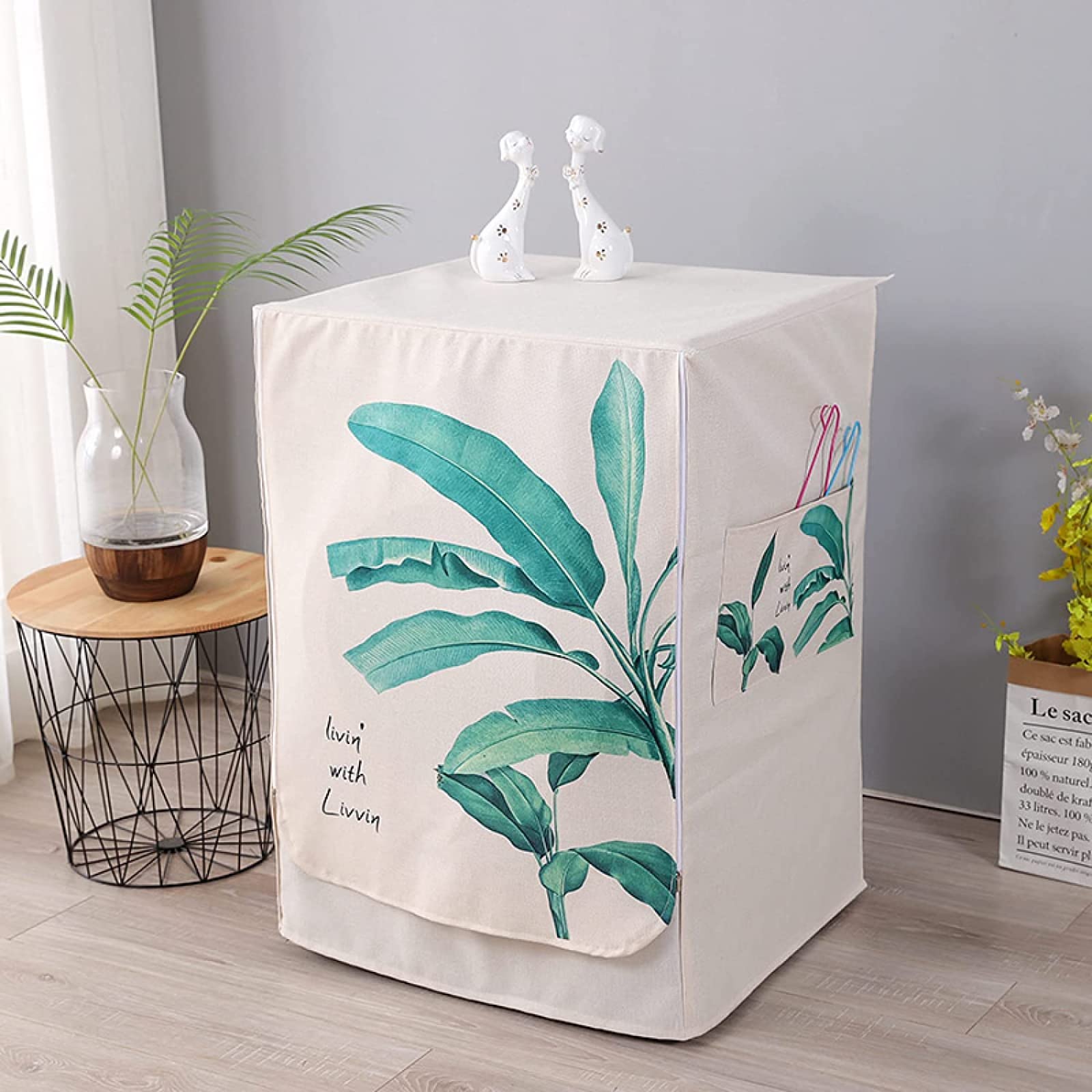 Baot8ylu Banana Tree Washing Machine Cover, Machine Washable Cover, Automatic Washing Dryer Cover To Protect Front Loading Washing Machine (, L Size 60 X 60 X 85 Cm)