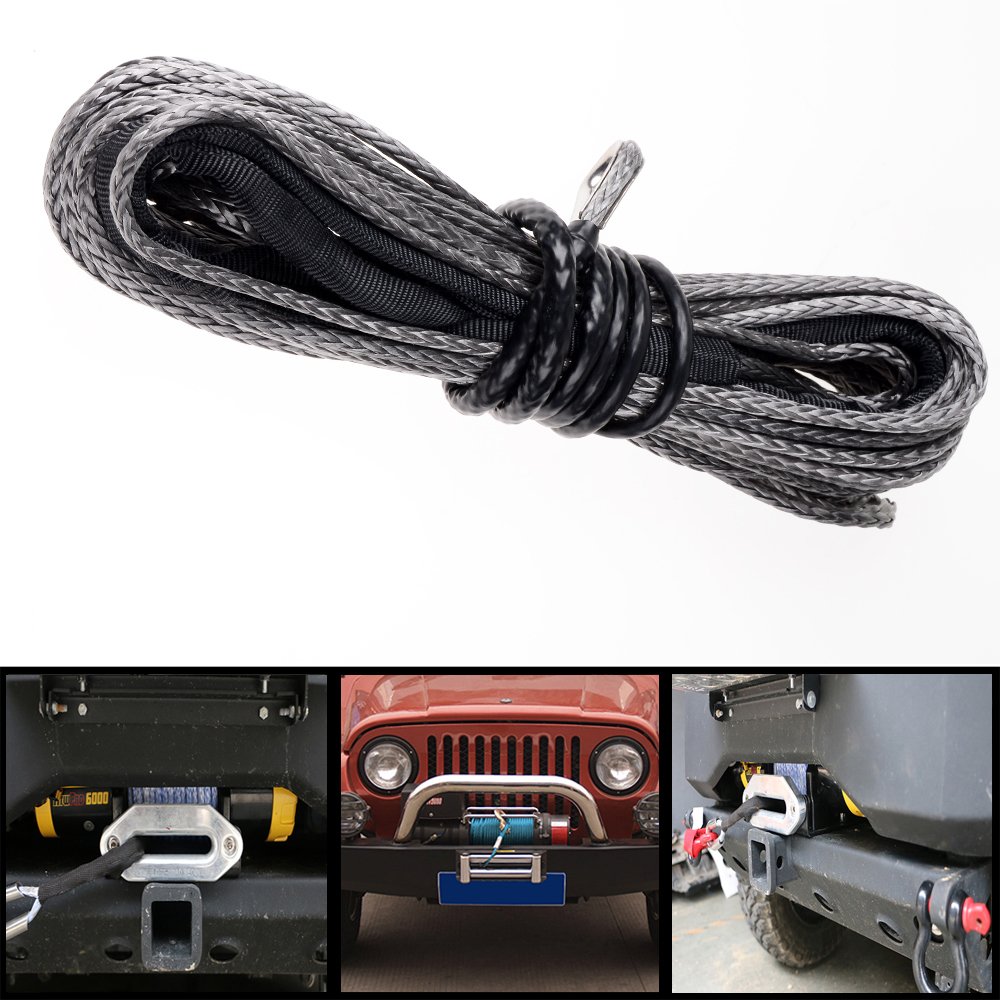 Astra Depot Winch Rope Synthetic Cable ATV UTV SUV KFI Recovery Replacement (50' x 1/4