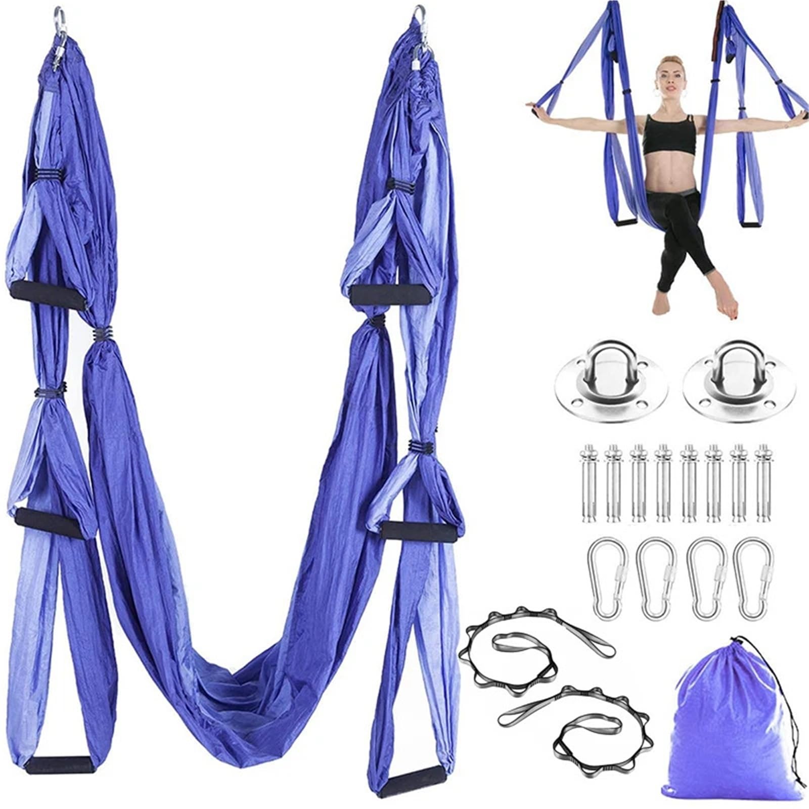 Columpio Yoga Aereo Columpio aéreo de Yoga, Juego Completo de Hamaca de Yoga, extensión de Trapecio, antigravedad, Colgante de Techo, Ejercicios de inversión de Eslinga de Yoga