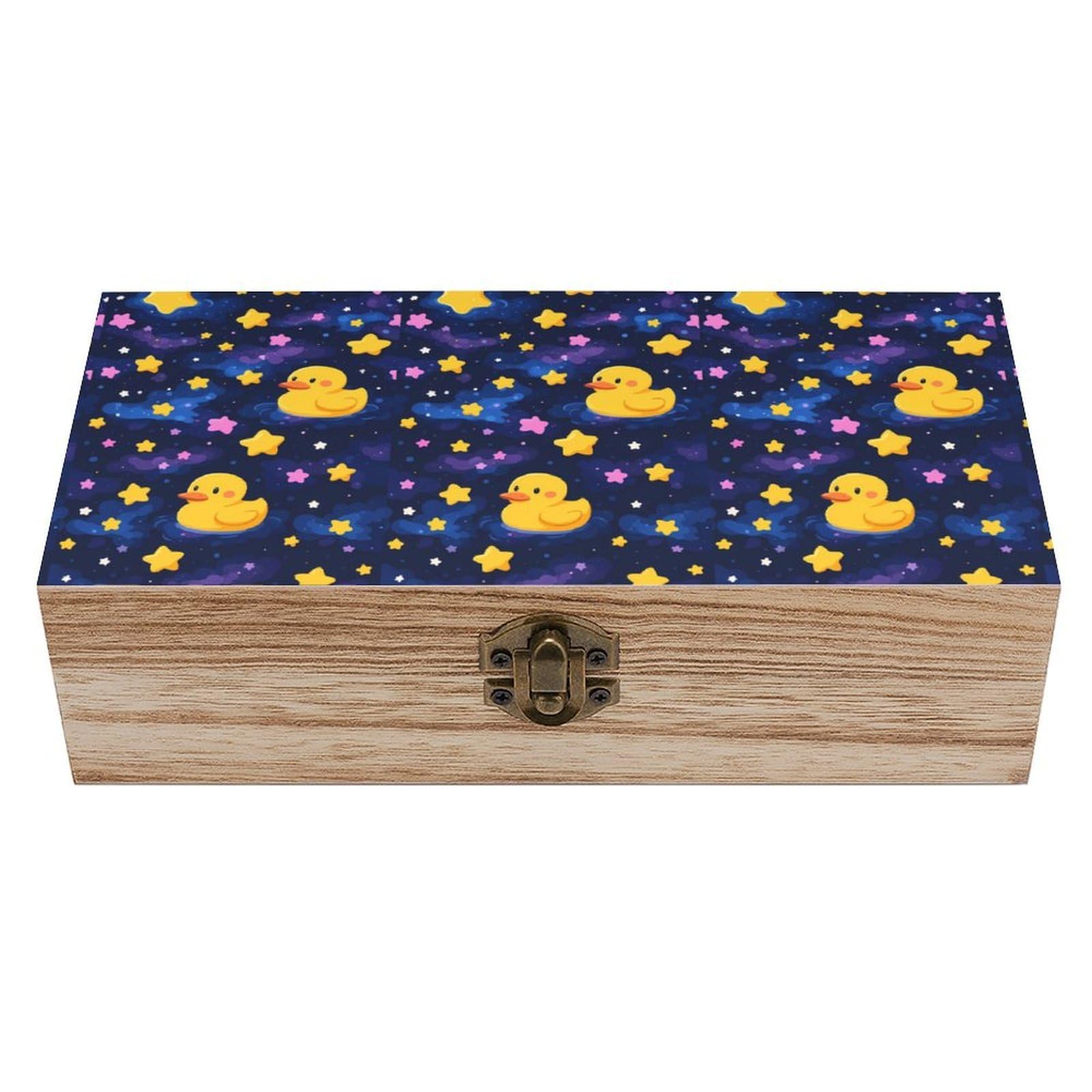 HLBSDM Cartoon Bright Sky Star Duck Wooden Storage Vintage Keepsake Decorative Boxs