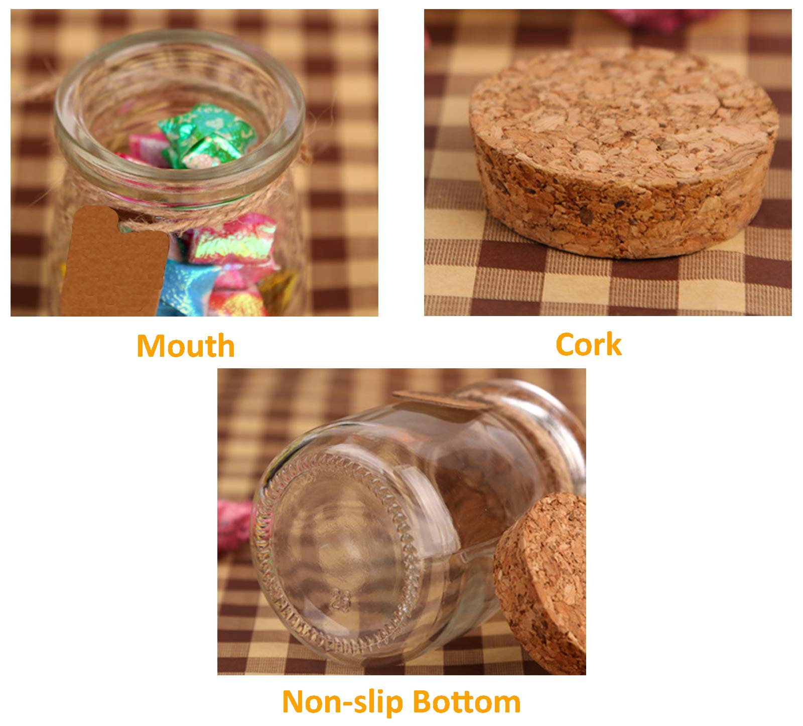 Nicunom 20 Pack Yogurt Jars, 7 Oz Clear Glass Pudding Jars with Cork