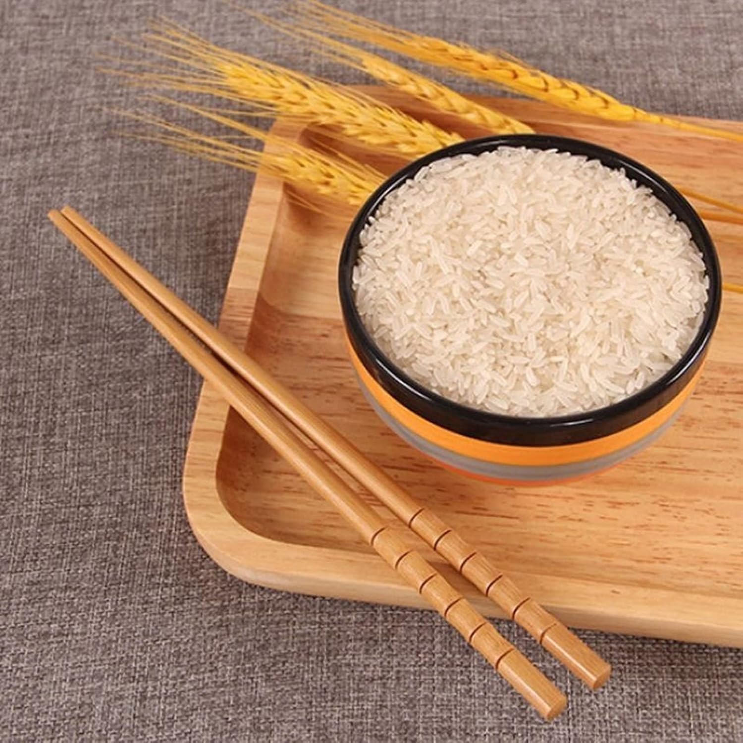 Chopsticks 10 Pairs Handmade Bamboo Wood Chopsticks Set,Carbonization Chop Sticks, Reusable Sushi Food Tableware