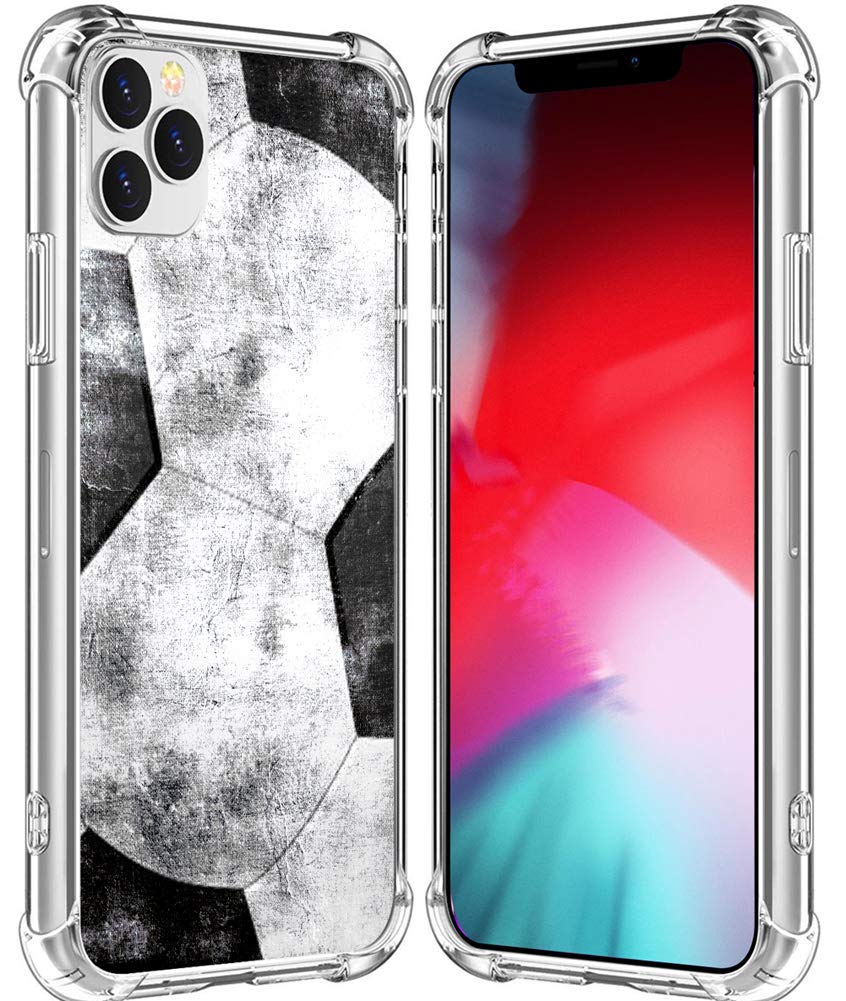 Case for iPhone 12 Pro Max Design/IWONE Cute Rubber Durable Protective Skin Transparent Cover Patterned Compatible for iPhone 12 Pro Max Colorful Creative Vintage Soccer Football