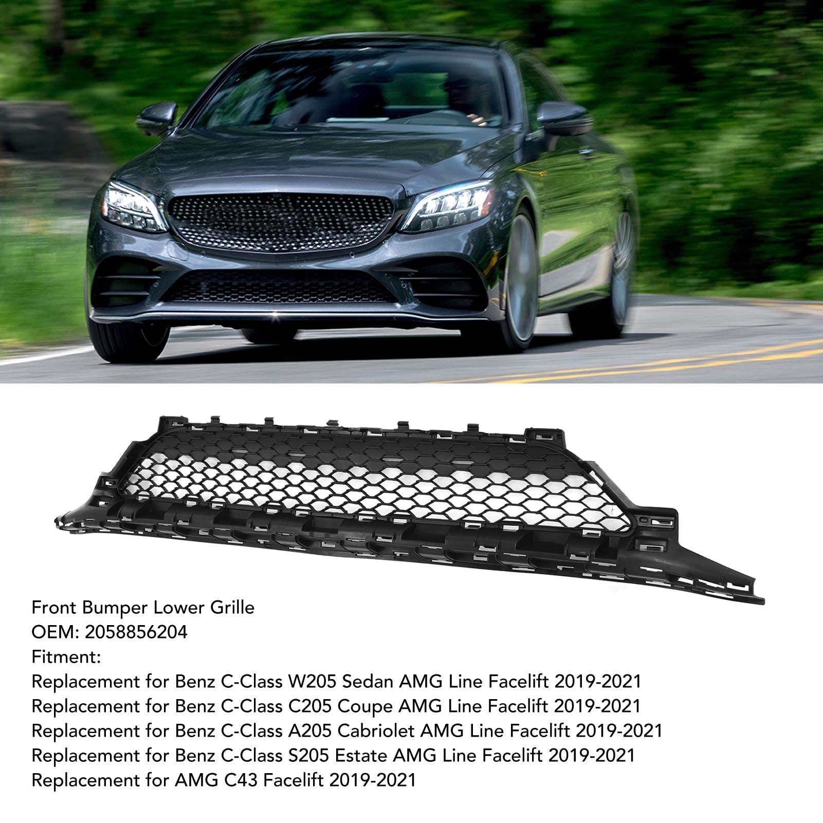 Amazon.com: Front Bumper Lower Grille OEM 2058856204 Replacement  