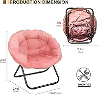 Vista 19 de Silla plegable con platillo, silla Lazy Moon con marco de metal, cómodas sillas de dormitorio para dormitorio, sala de estar, estudio, gris JC