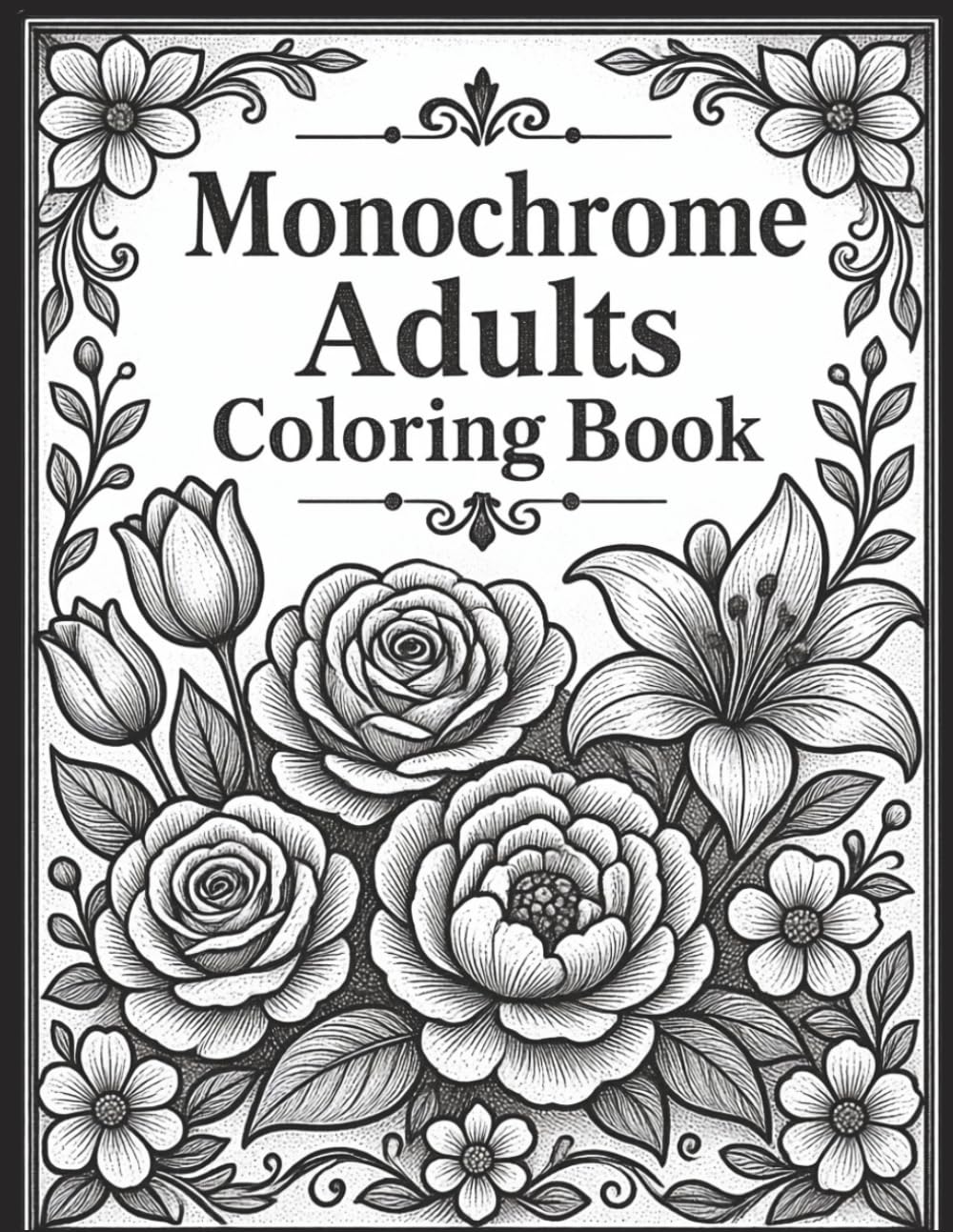 monochrome adults coloring book: Mindful Patterns for Calm Focus — One-Marker Linework