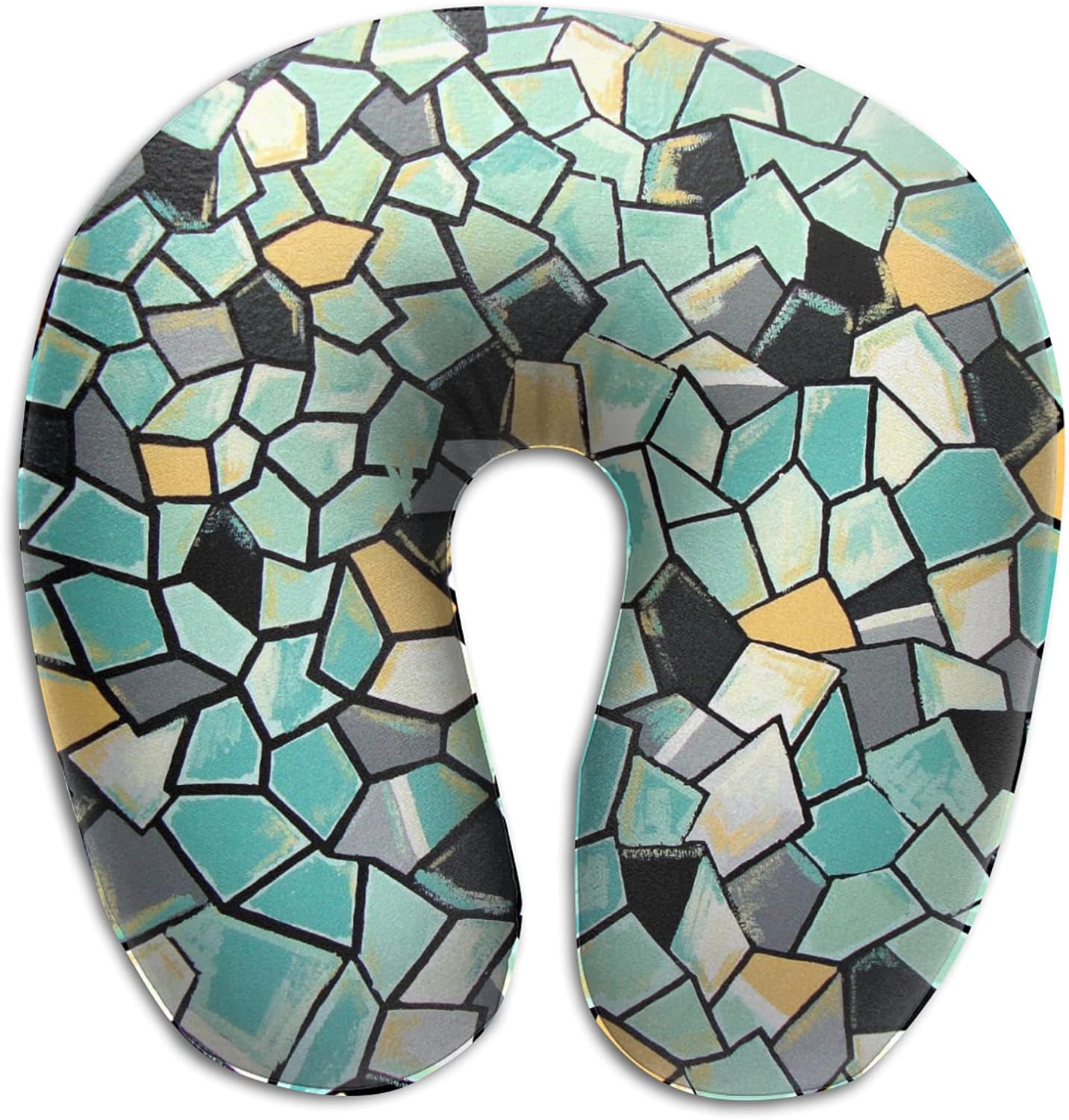 緑黒と黄色のジオメトリネックピロー 飛行機 携帯枕 U型 低反発 首枕 トラベル用ピロー コンパクト 頚椎肩こり改善 洗える 折りたたみ 通気 吸汗 昼寝枕 旅行用まくら おしゃれ かわいい 洗える 首にいいクッション Cafe Du Jardin Com