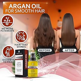 Moroccan Argan Oil Serum - Frizz Control Hair Care Products for Women - Moisturizer Treatment for Damaged, Frizzy, Dry, Curly and Straight Hair - Travel Size Hydration and Leave in Conditioner