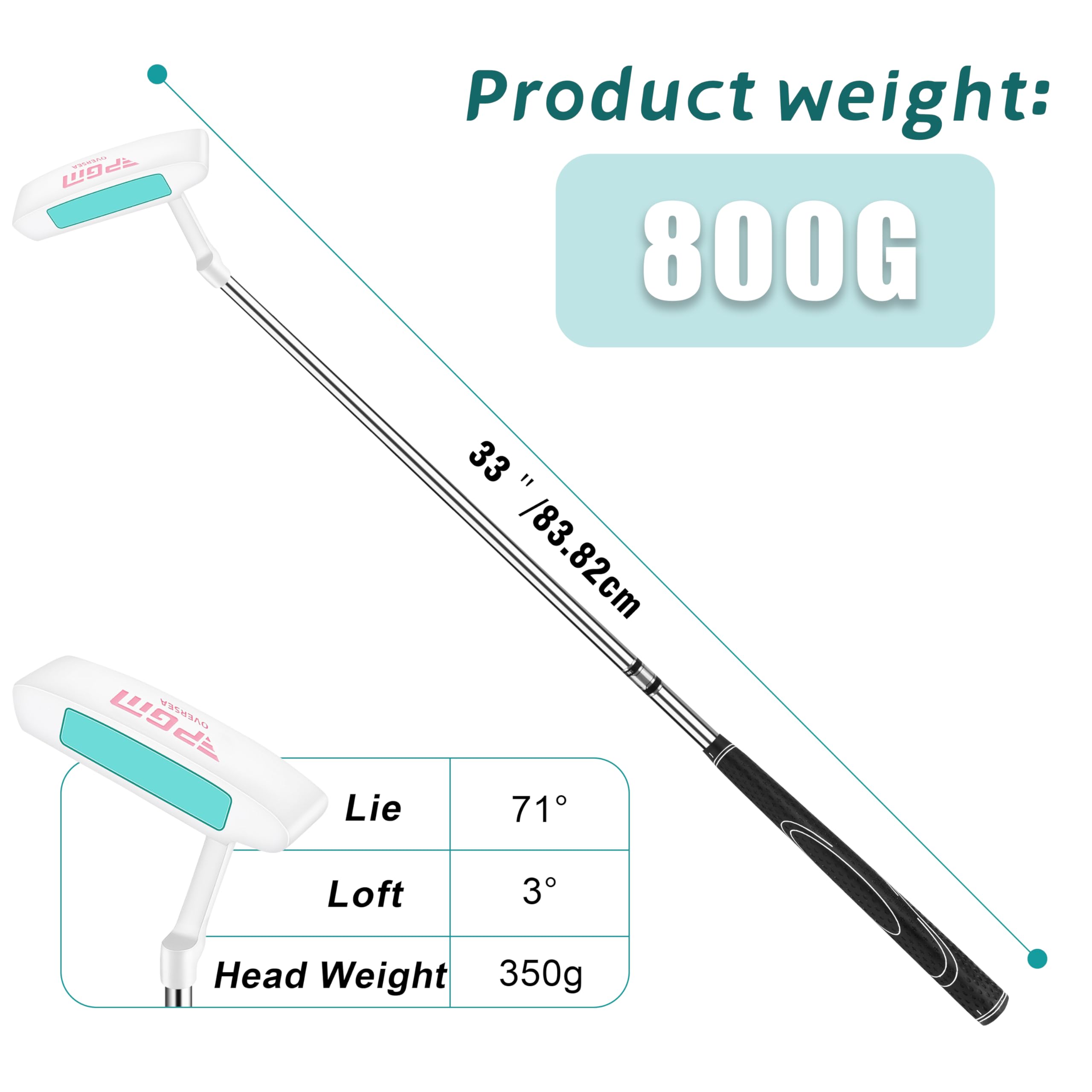 'PGM Oversea Golf Putter - Putters for Men Right Handed & Left Handed - Blade Putter for Straighter Putts - [Length:33''-34''-35'']'