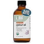 J MAC BOTANICALS Organic Castor Oil Cold Pressed (Glass Bottle, 4 oz, NO DROPPER), pure hexane free castor oil for face, skin, eyelashes
