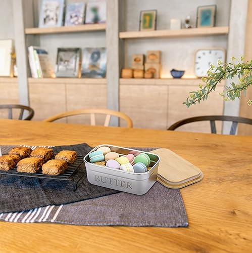Miniatura 7 de BSTKEY Mantequillera con tapa para encimera, recipiente de acero inoxidable para mantequilla con sellado de silicona, soporte para mantequilla para
