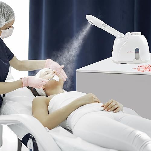 Miniatura 8 de YOKYAK - Vaporizador facial con pulverizador giratorio de 360, vaporizador facial para limpieza profunda facial, humidificador de niebla caliente