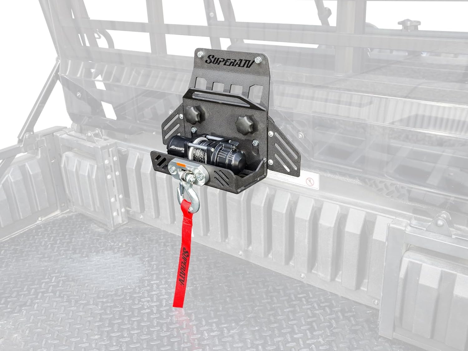 SuperATV Bed Winch for Kawasaki Mule Pro | Includes 2 Cube Lights