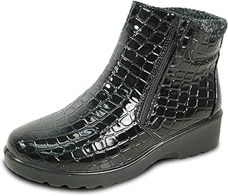 Canada Women Casual Ankle Bootie Winter Boot NANCY Fur Boot Double Zipper or Side Zipper with Ice Cleat Slip Resistant Outsole Black