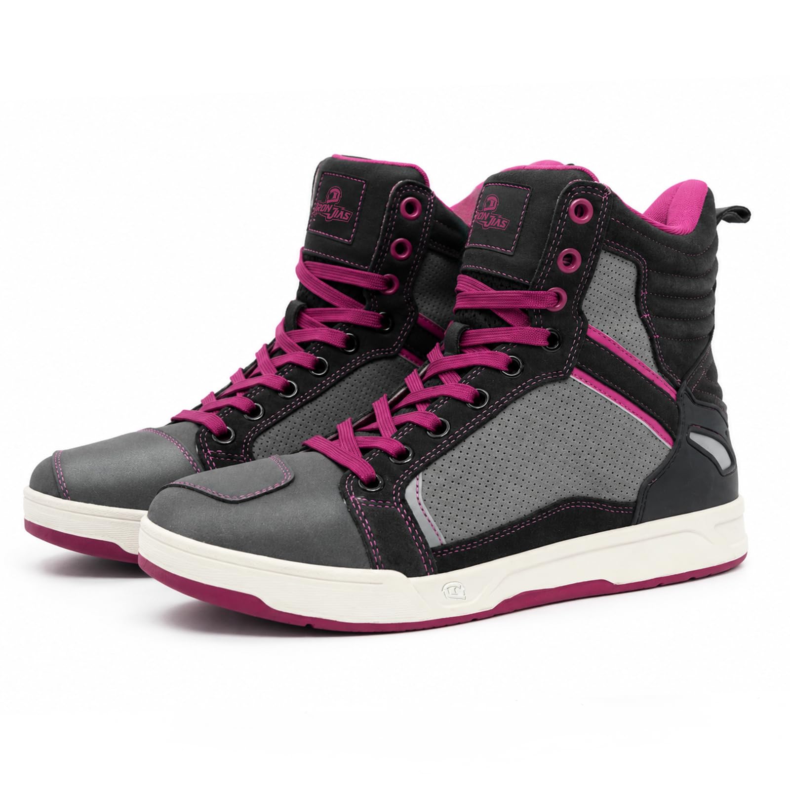BORLENI Motorradschuhe Herren oder Winter Motorradstiefel Männer lässige atmungsaktive Leder Motorrad Sneaker reissverschluß mit Schaltpolster, rutschfeste Sohle