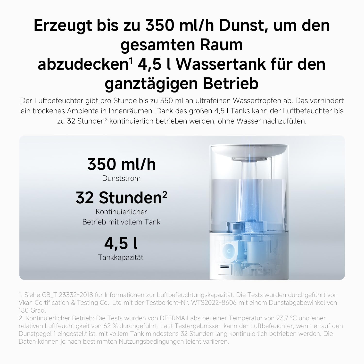 Xiaomi Smart Humidifier 2, Kaltnebel Luftbefeuchter, 4.5L, Schlafzimmer