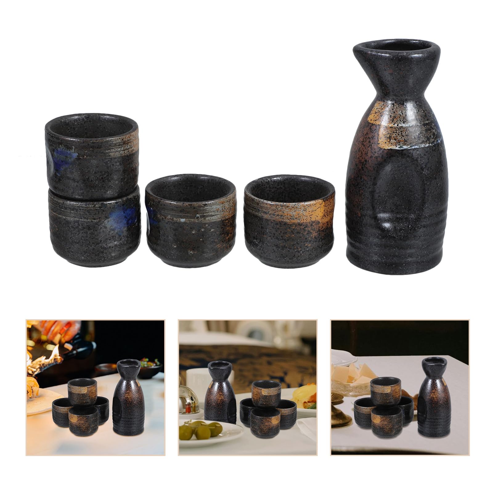 Ipetboom Set da Sakè Giapponese per Bere Alcolici in Ceramica Elegante Brocca e Tazze Design Semplice e Portatile, per Matrimoni e Compleanni