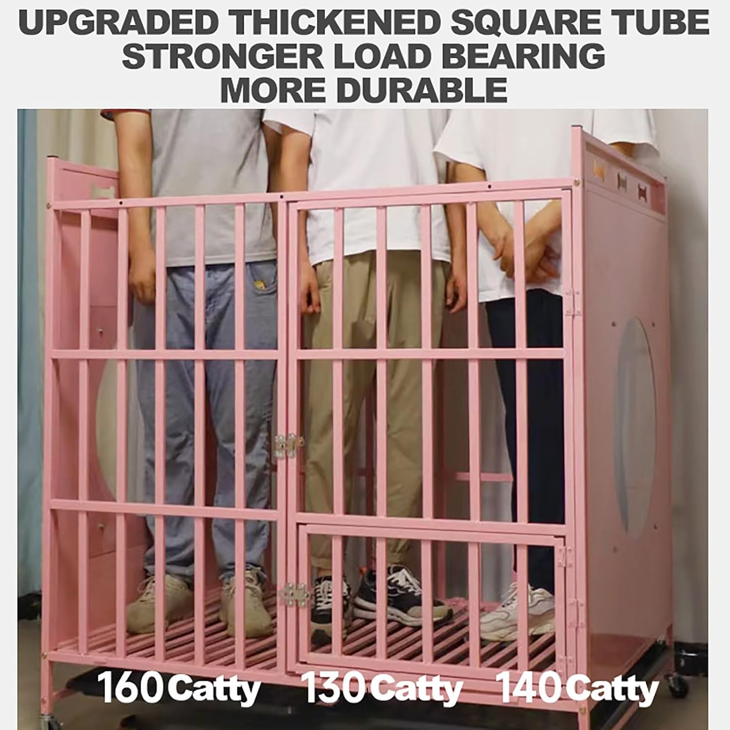 Dog Crate Furniture with Wheels 2-in-1 Dog Crate Furniture Chew-Resistant Dog House Decorative Pet House Dog Cage Side End Table Indoor Dog House for Small/Medium/Large Dogs. ( Color : Pink , Size : 7